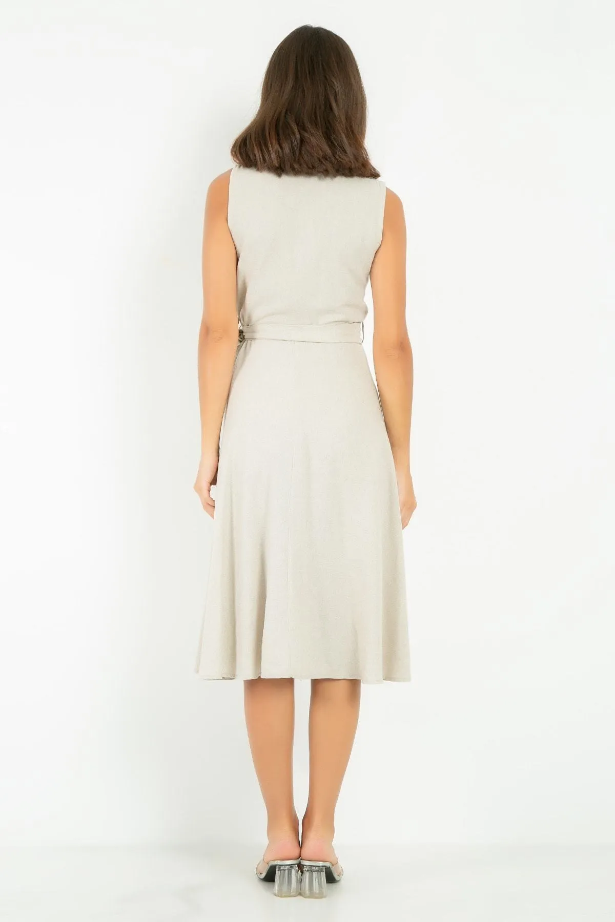 13125 Beige Linen Blend Dress