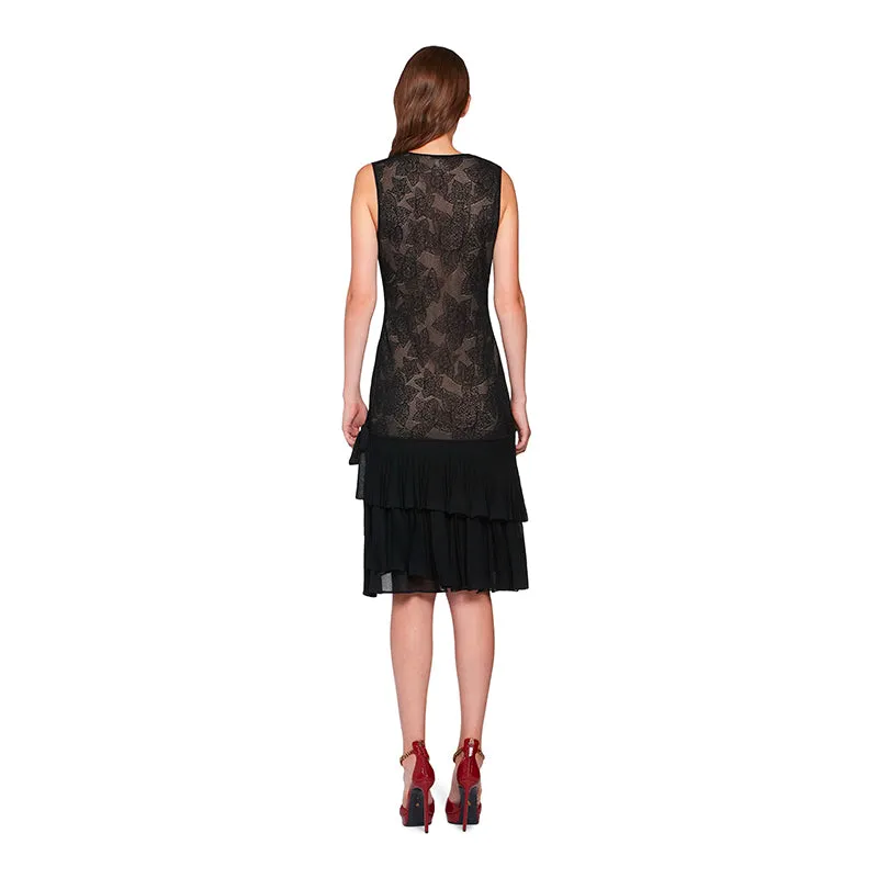 40 NEW $2575 ROBERTO CAVALLI Black STAPELIA LACE Nude Lining WRAP COCKTAIL DRESS