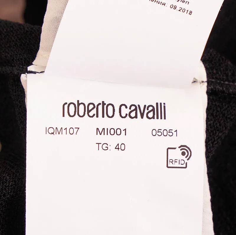 40 NEW $2575 ROBERTO CAVALLI Black STAPELIA LACE Nude Lining WRAP COCKTAIL DRESS