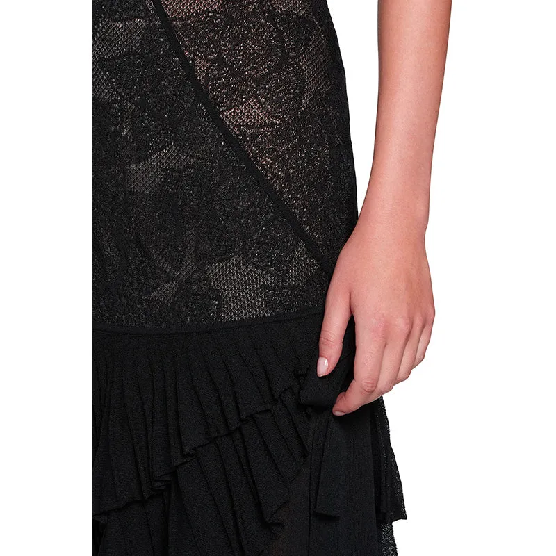 40 NEW $2575 ROBERTO CAVALLI Black STAPELIA LACE Nude Lining WRAP COCKTAIL DRESS