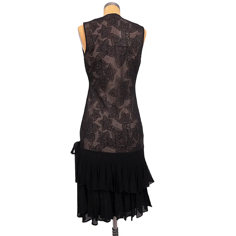 40 NEW $2575 ROBERTO CAVALLI Black STAPELIA LACE Nude Lining WRAP COCKTAIL DRESS