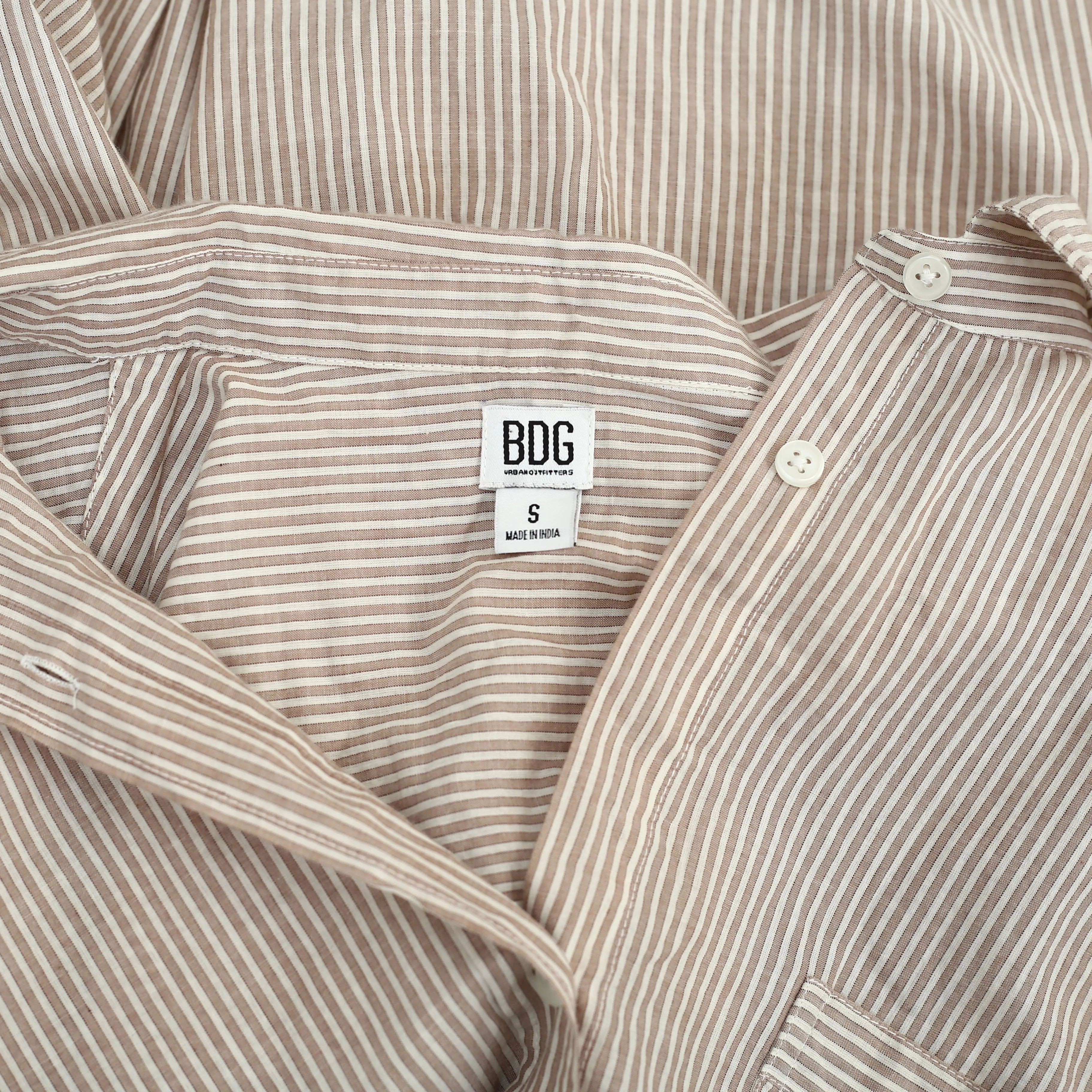 BDG Urban Outfitters Brown Sadie Stripe Boyfriend Shirt Top