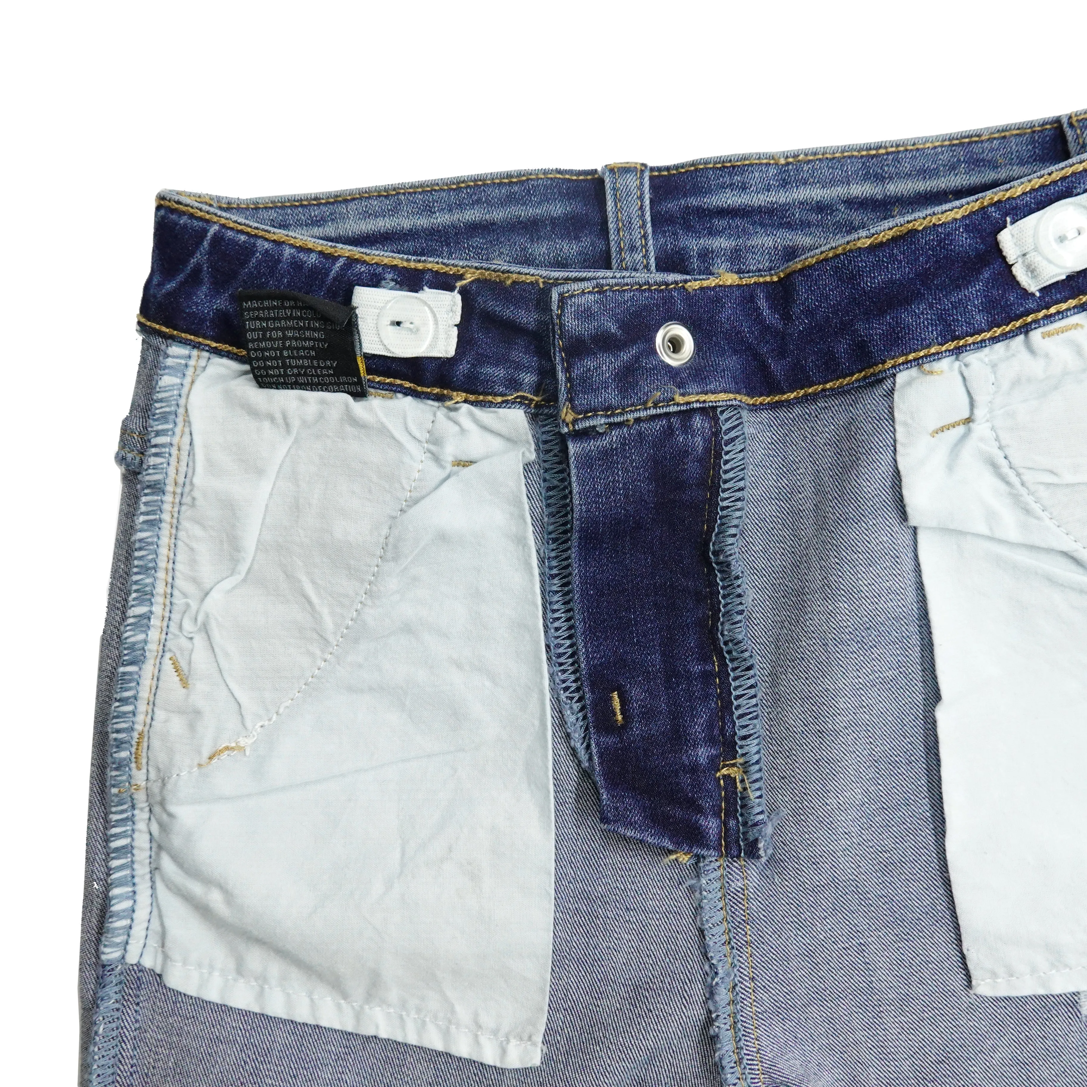 Boy Little Kid Ripped Elastic Band Inside Slim Fit Denim Jeans Pants