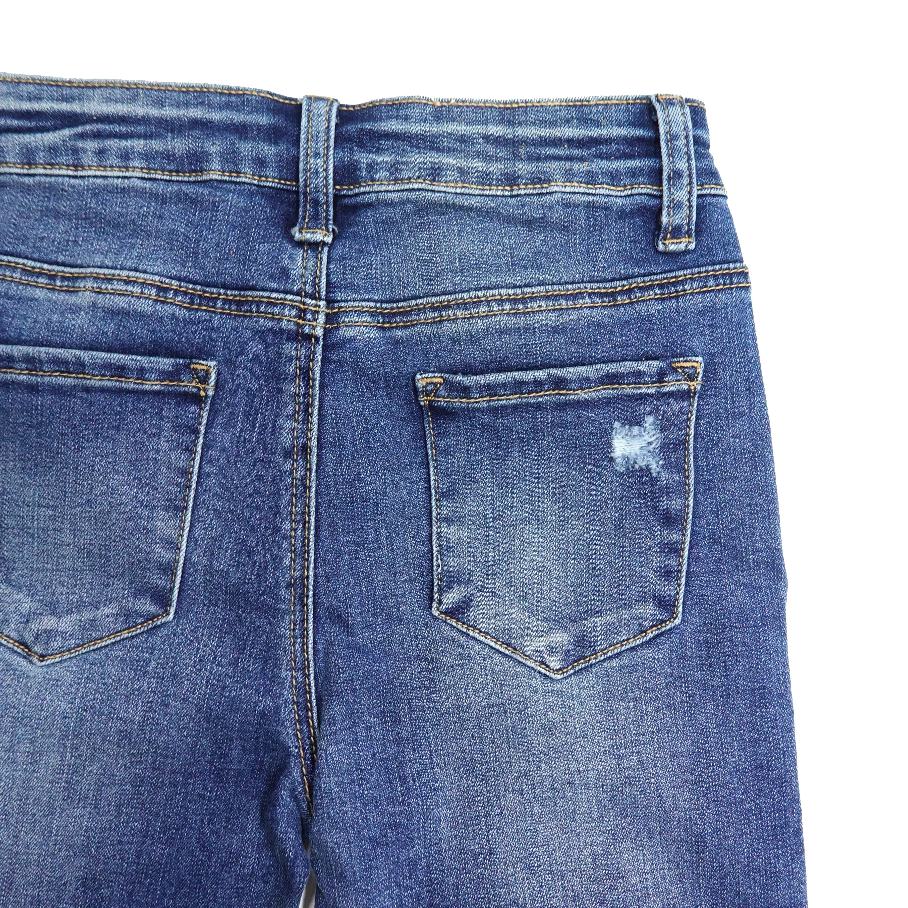 Boy Little Kid Ripped Elastic Band Inside Slim Fit Denim Jeans Pants