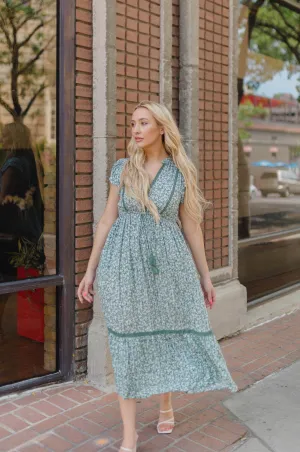 Bri Green Floral Midi Dress