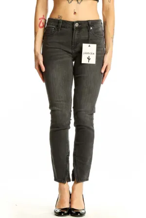 Charcoal Gray Slim Fit Ankle Jeans