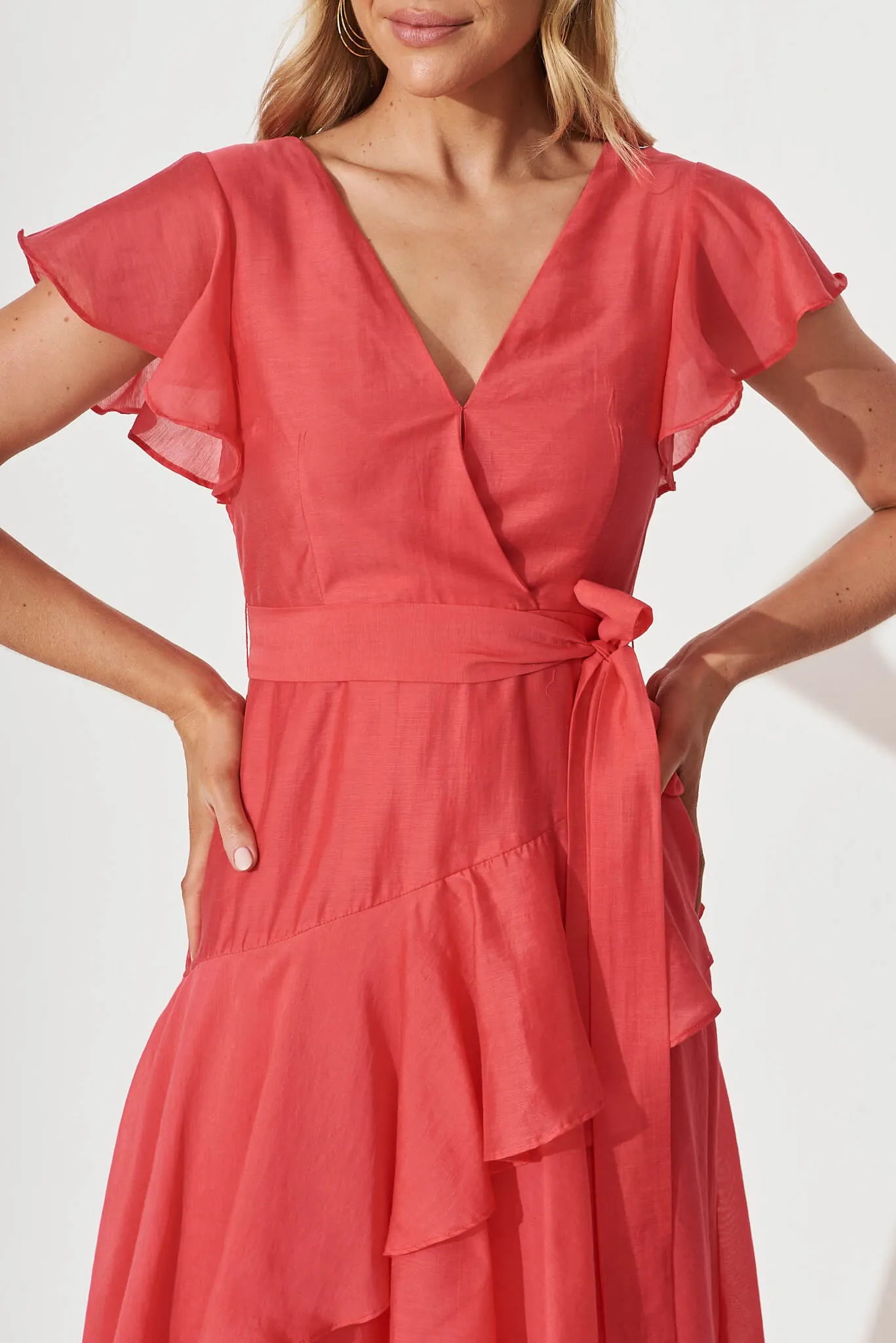 Cheerful Midi Dress In Raspberry
