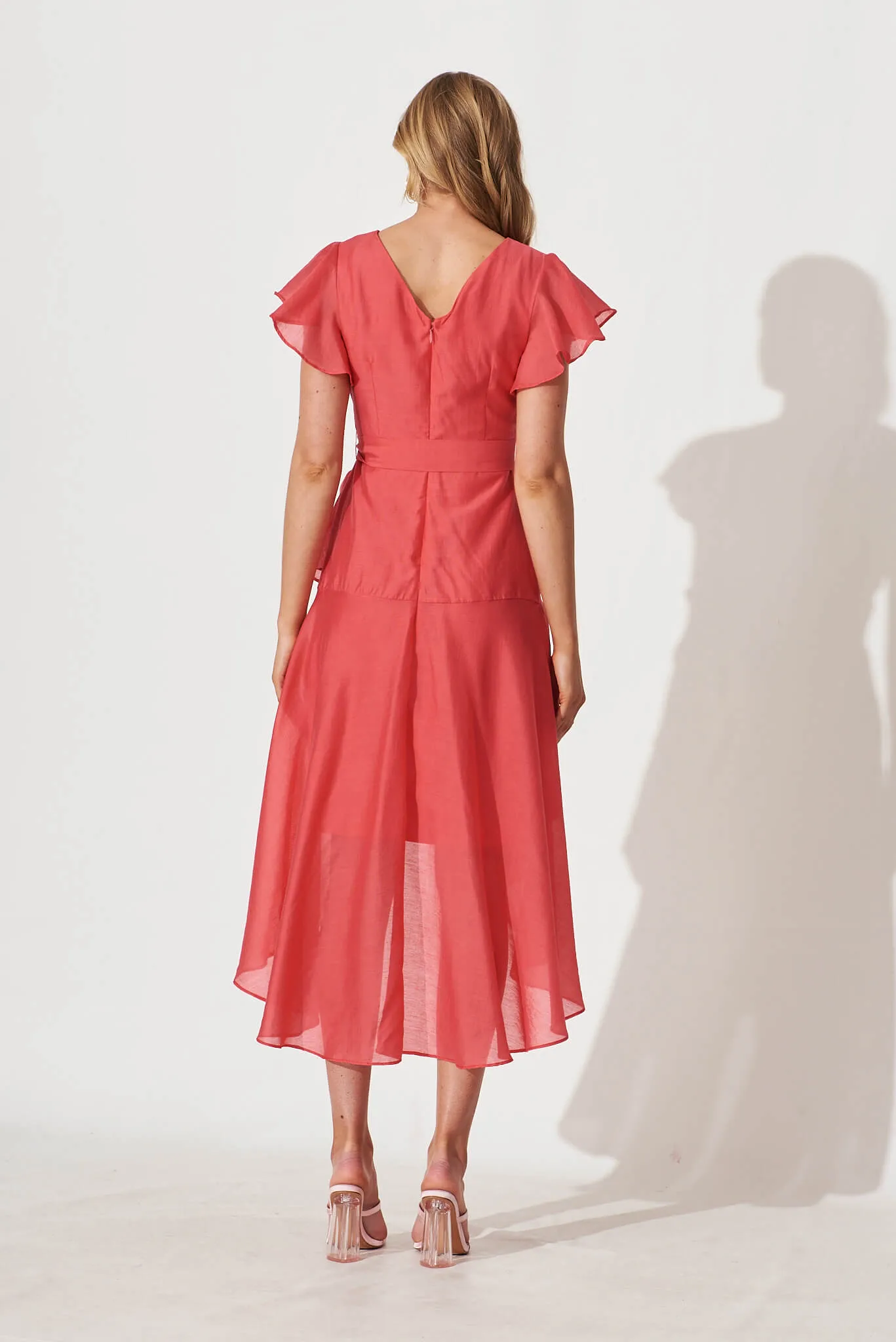 Cheerful Midi Dress In Raspberry