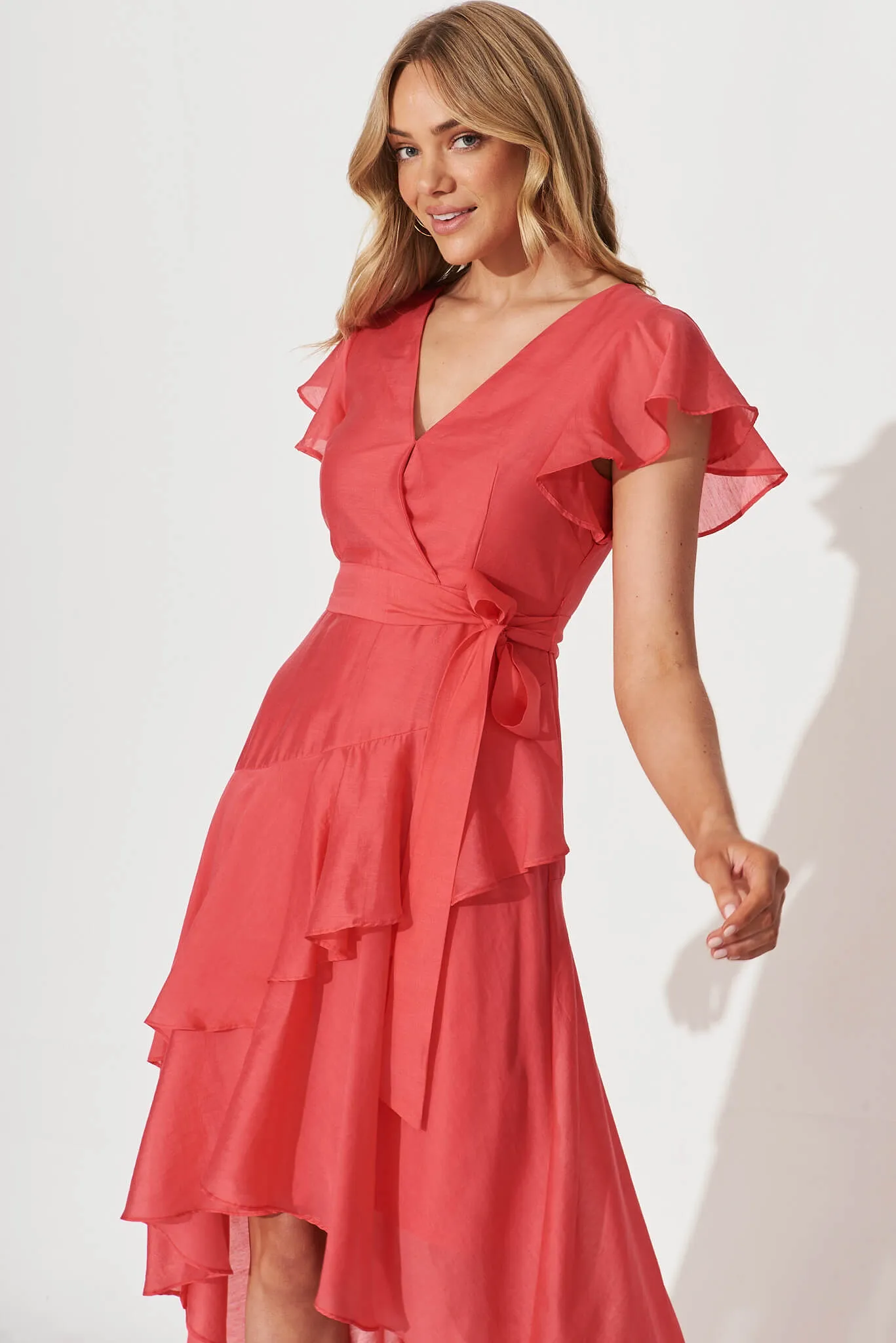 Cheerful Midi Dress In Raspberry