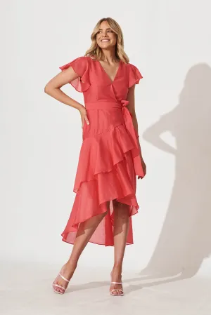 Cheerful Midi Dress In Raspberry