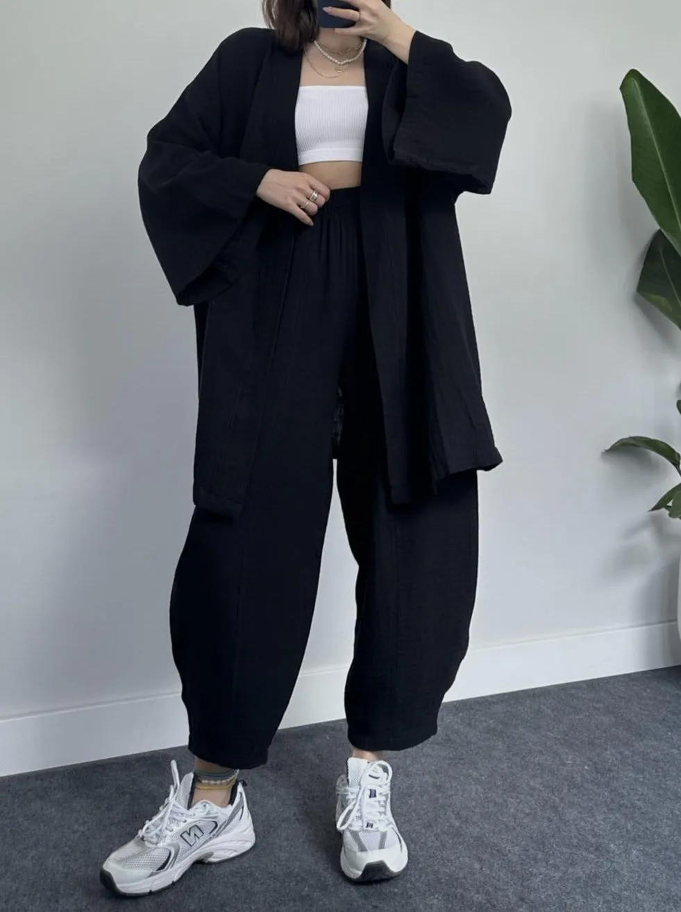 Cotton and Linen Loose Long-sleeved Casual Suit Home Clothes