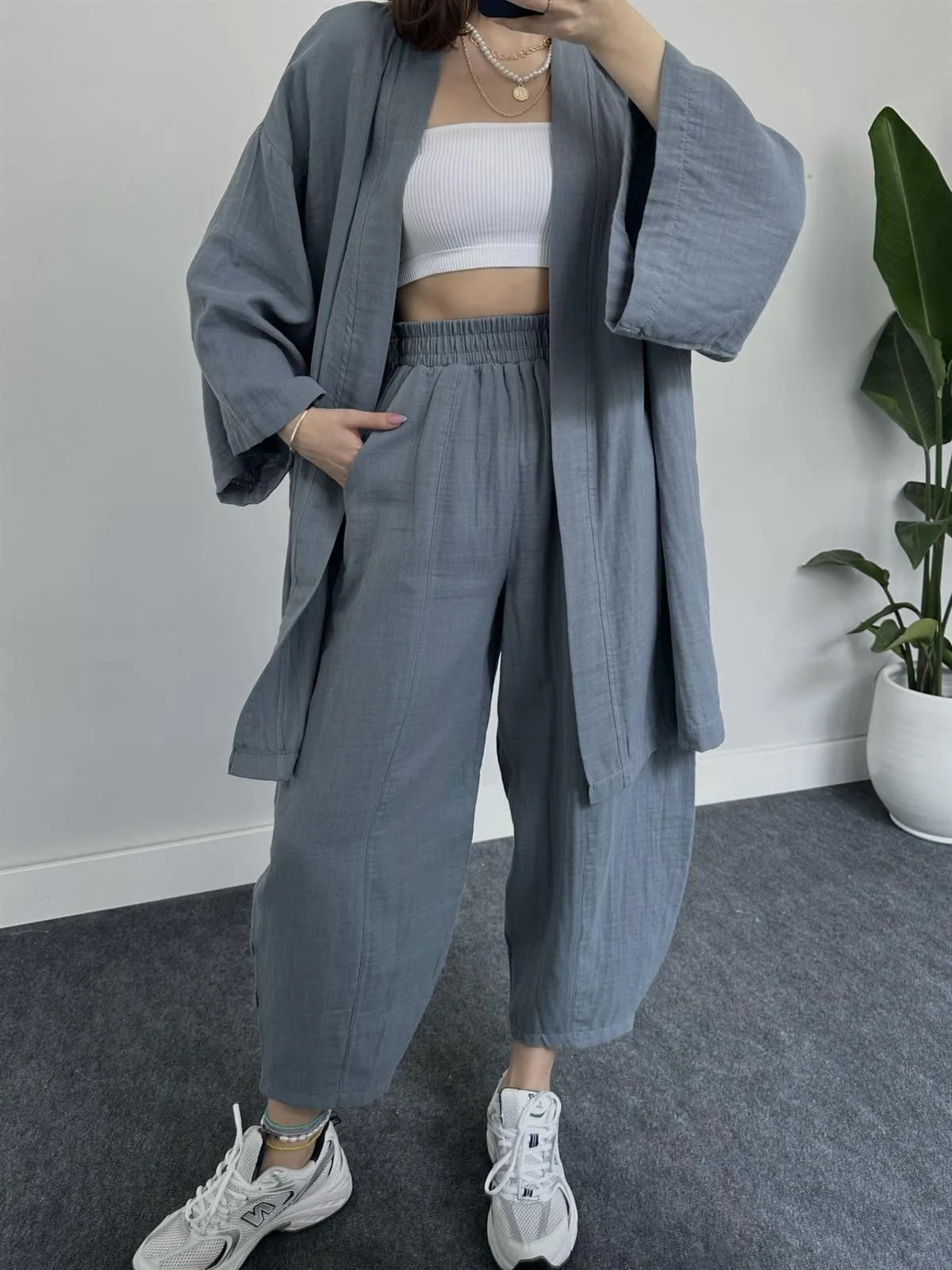 Cotton and Linen Loose Long-sleeved Casual Suit Home Clothes