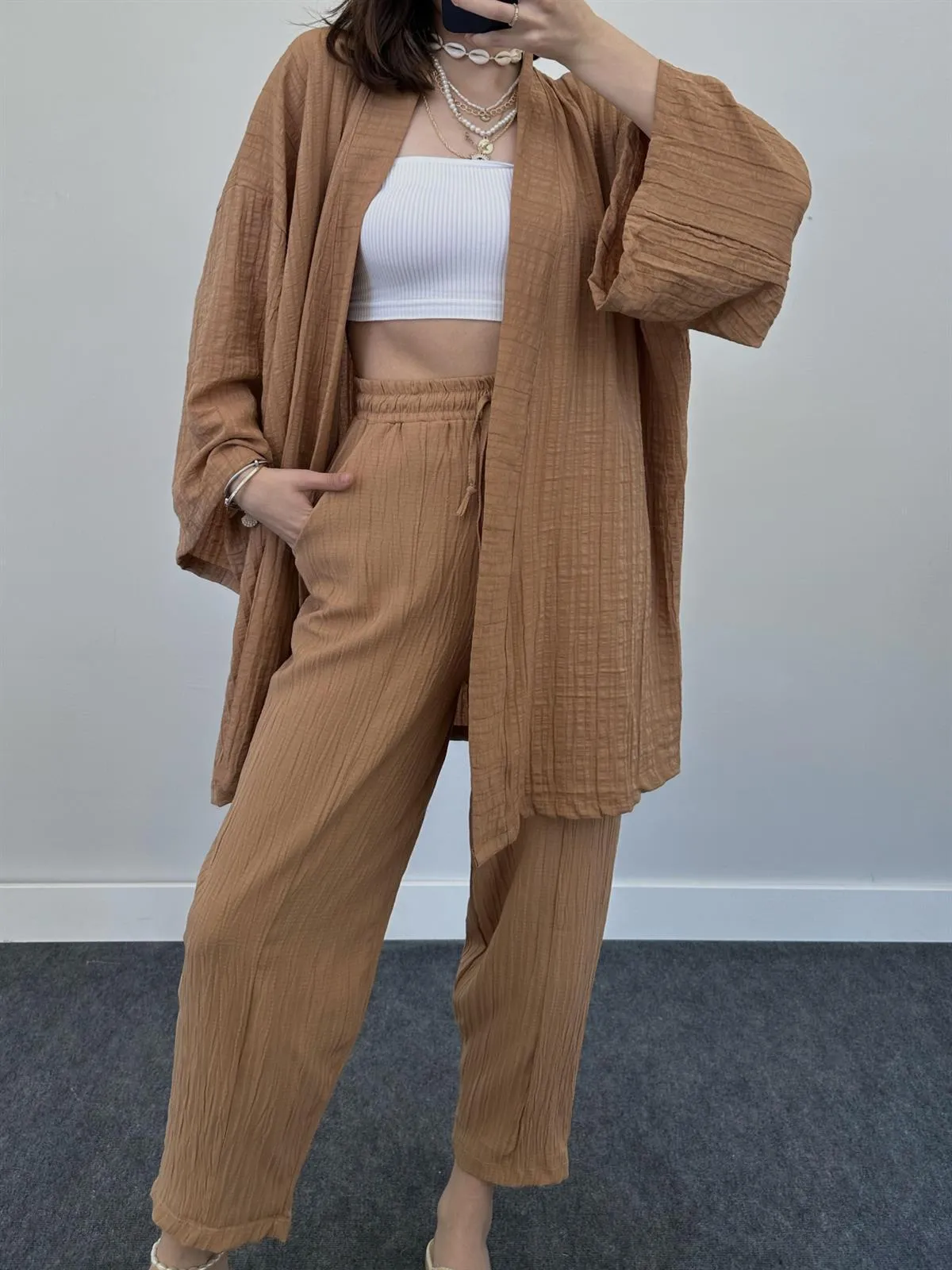 Cotton and Linen Loose Long-sleeved Casual Suit Home Clothes