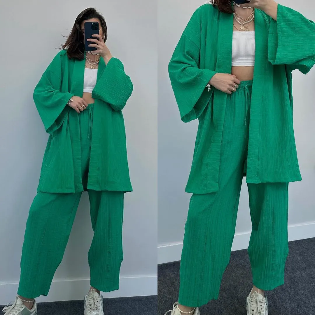 Cotton and Linen Loose Long-sleeved Casual Suit Home Clothes