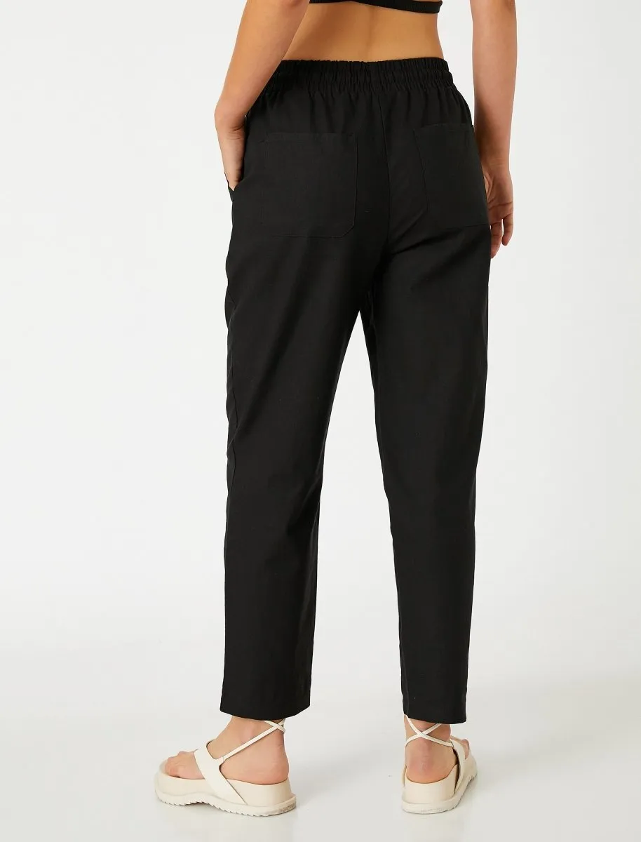 Cropped Linen Pant Black