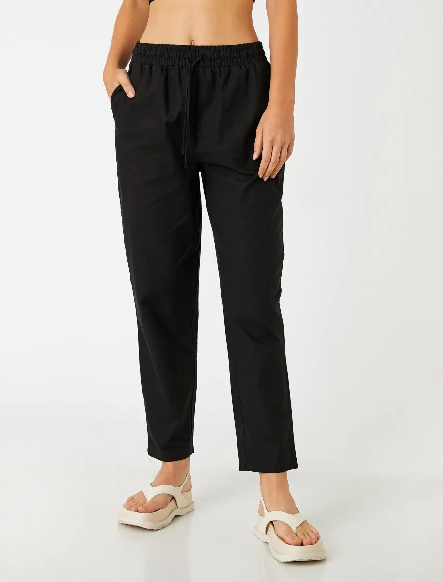 Cropped Linen Pant Black