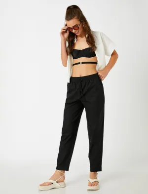 Cropped Linen Pant Black