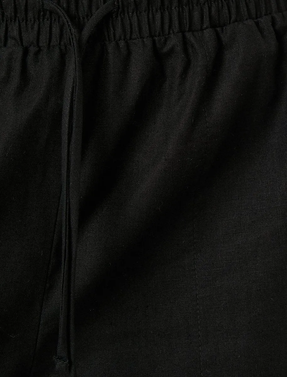 Cropped Linen Pant Black