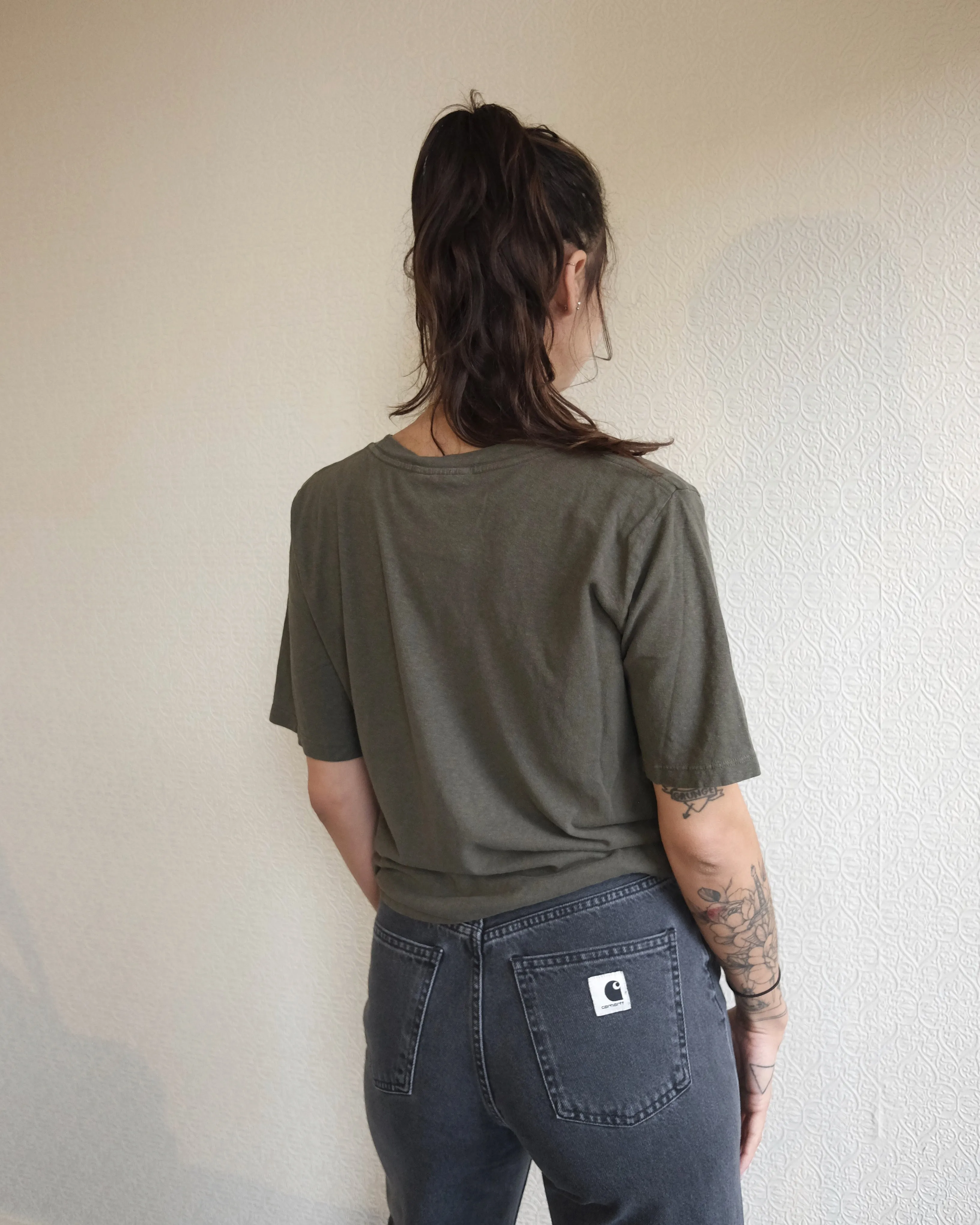 Cropped Silverlake Tee, Olive Green