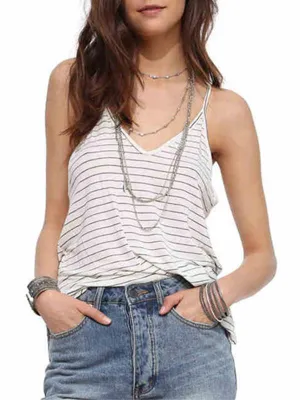 Custom V-Neck Stripe Backless Sleeveless Cami