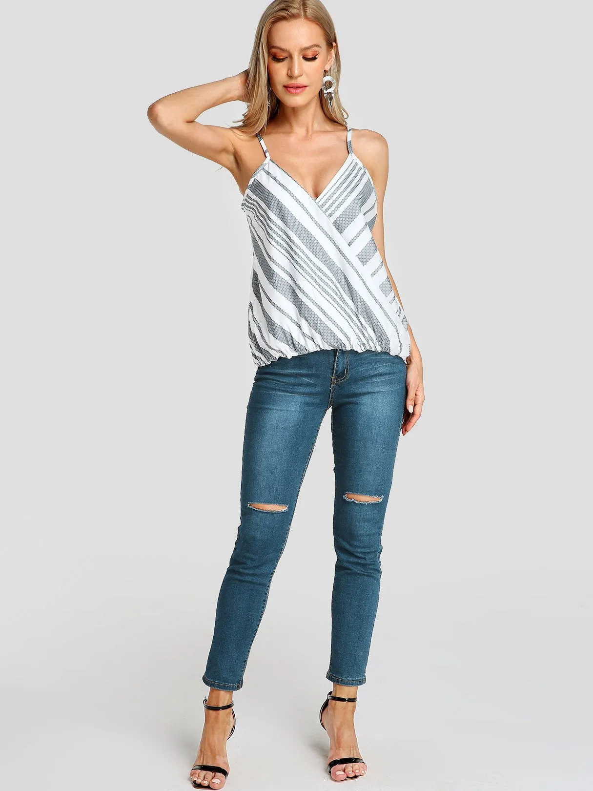 Custom V-Neck Stripe Sleeveless Camis