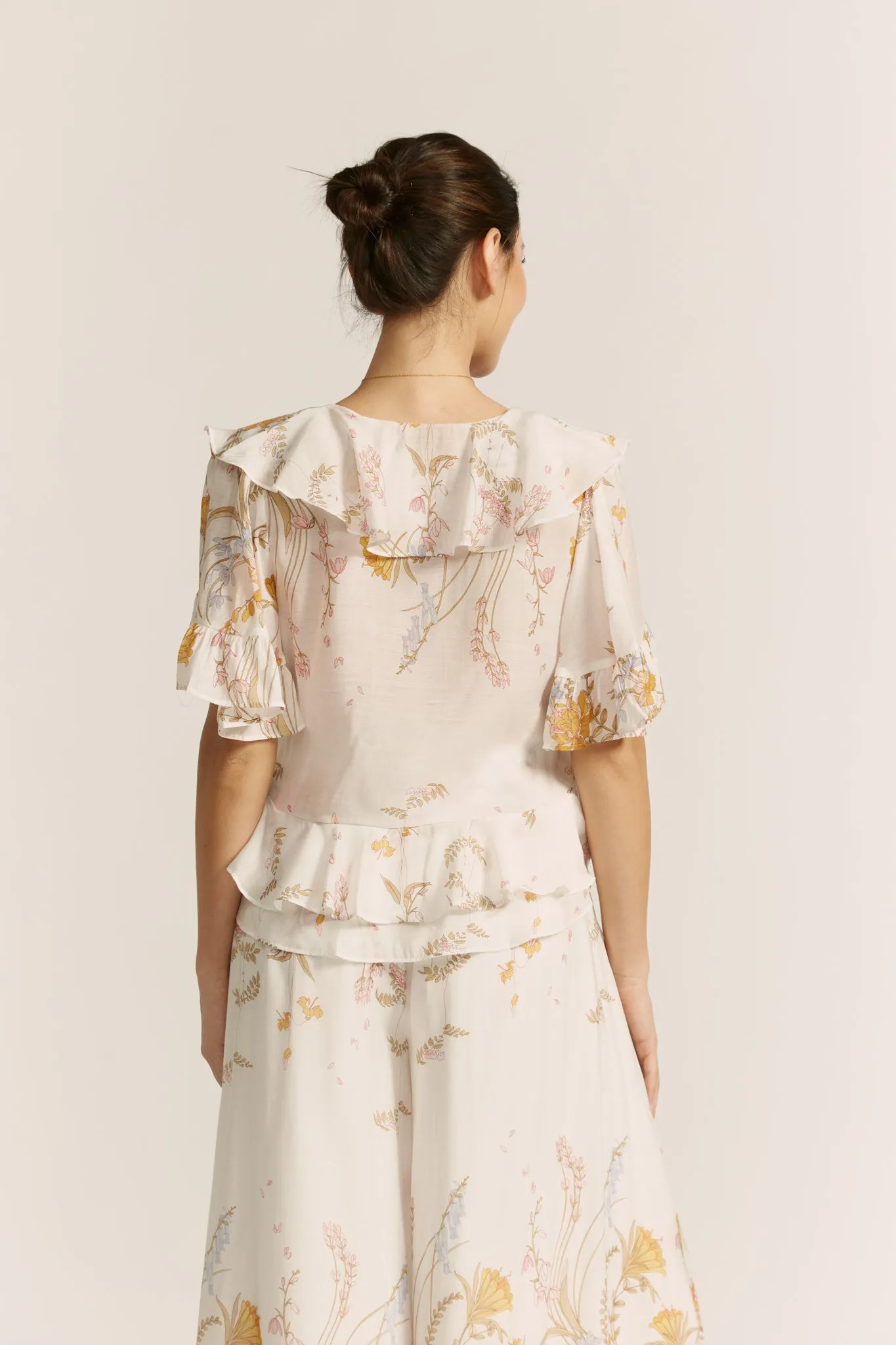 Emmeline Yellow Floral Ruffle Blouse
