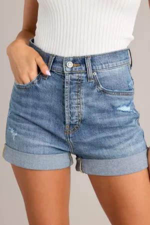 Evolving Reflections Medium Wash Denim Shorts