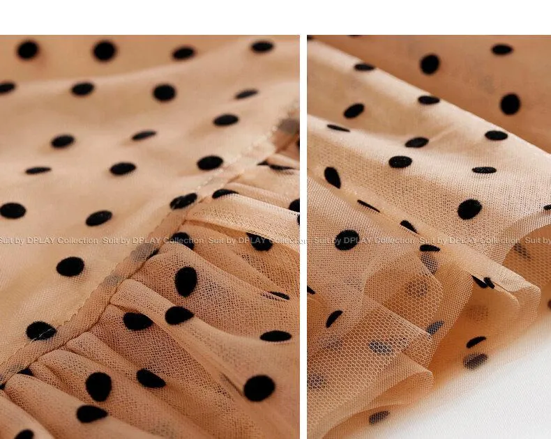 FINAL SALE New wave polka dot puff sleeve French square neck fishtail dress - Carly