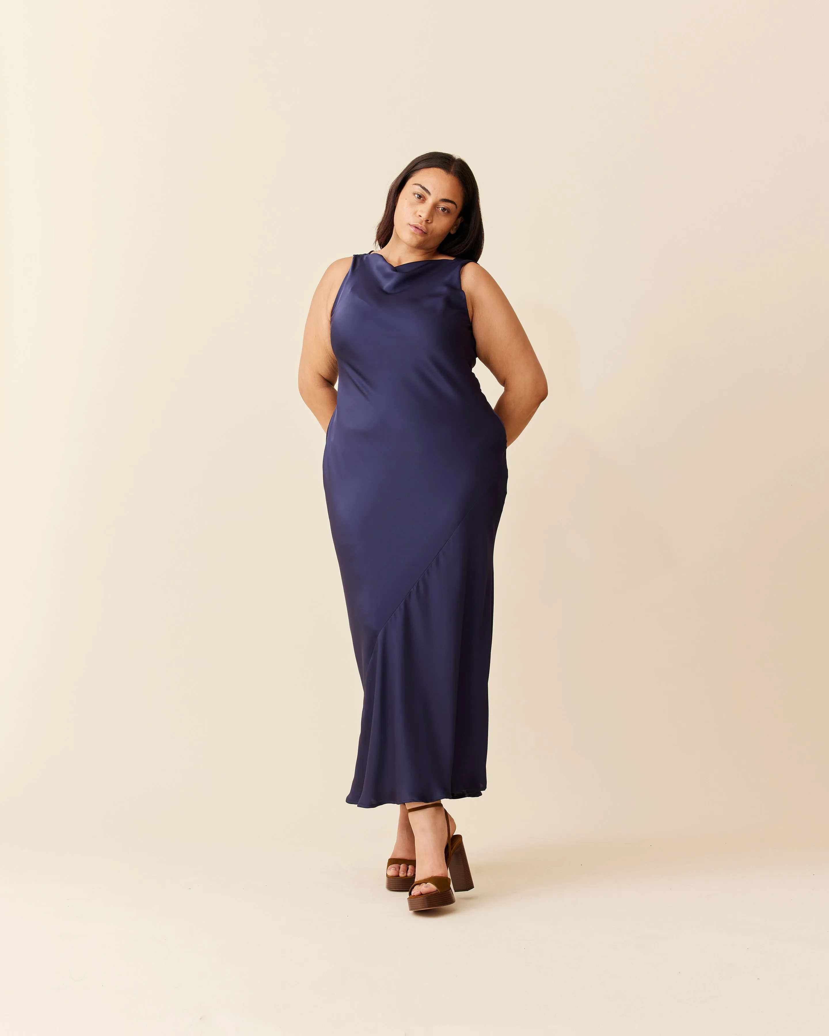 FIREBIRD COWL GOWN MULHOLLAND NAVY