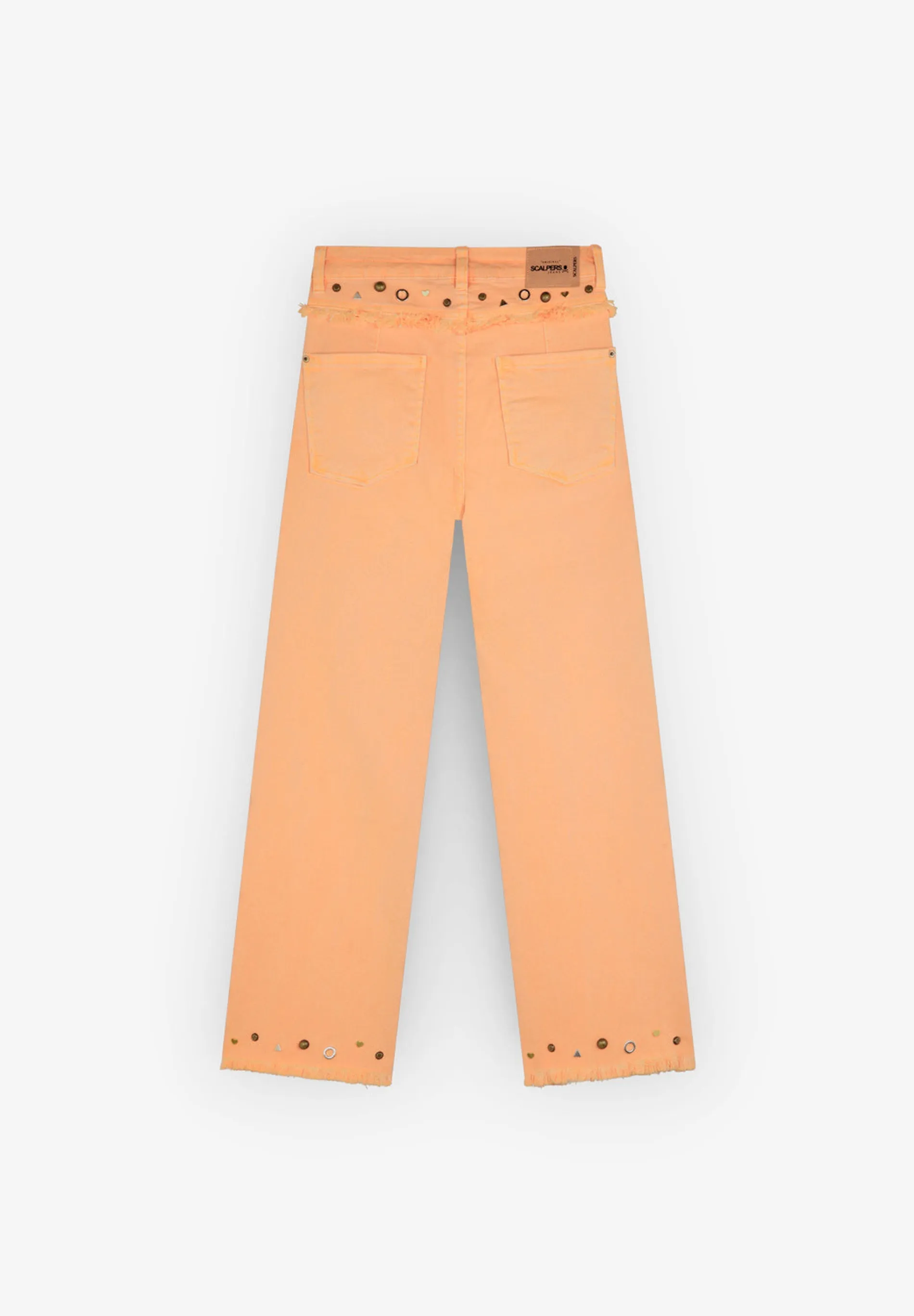 FLARED JEANS WITH STUDS ON THE HEMS