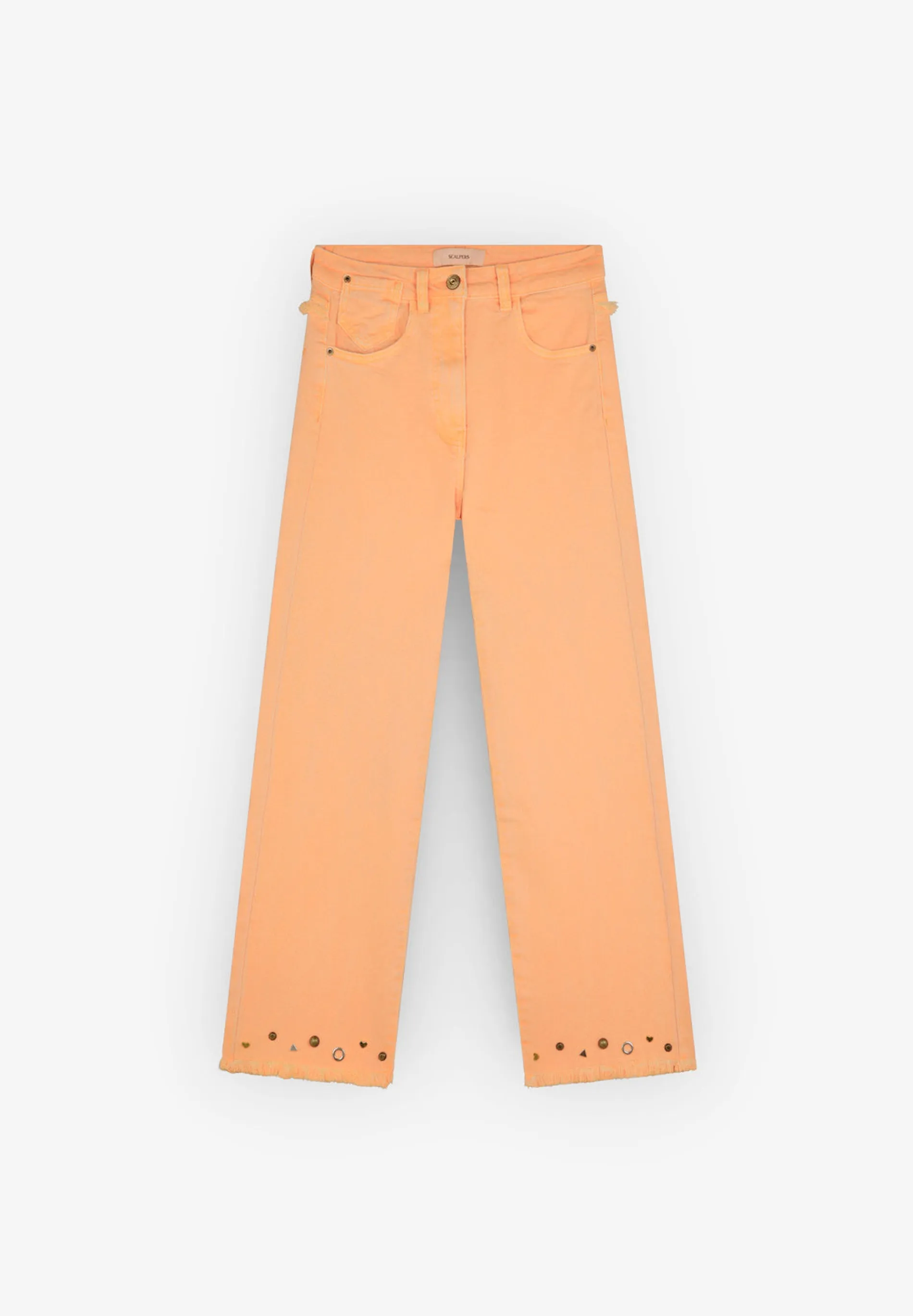 FLARED JEANS WITH STUDS ON THE HEMS