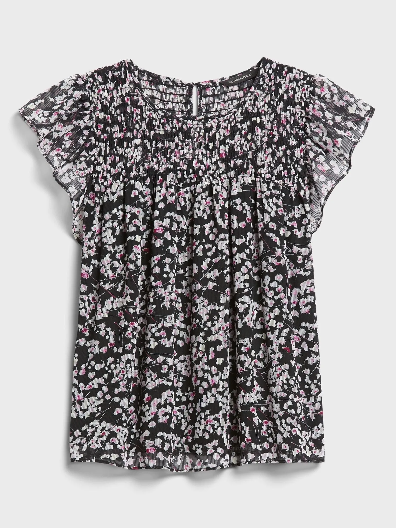 Floral Smocked Blouse in Black Floral