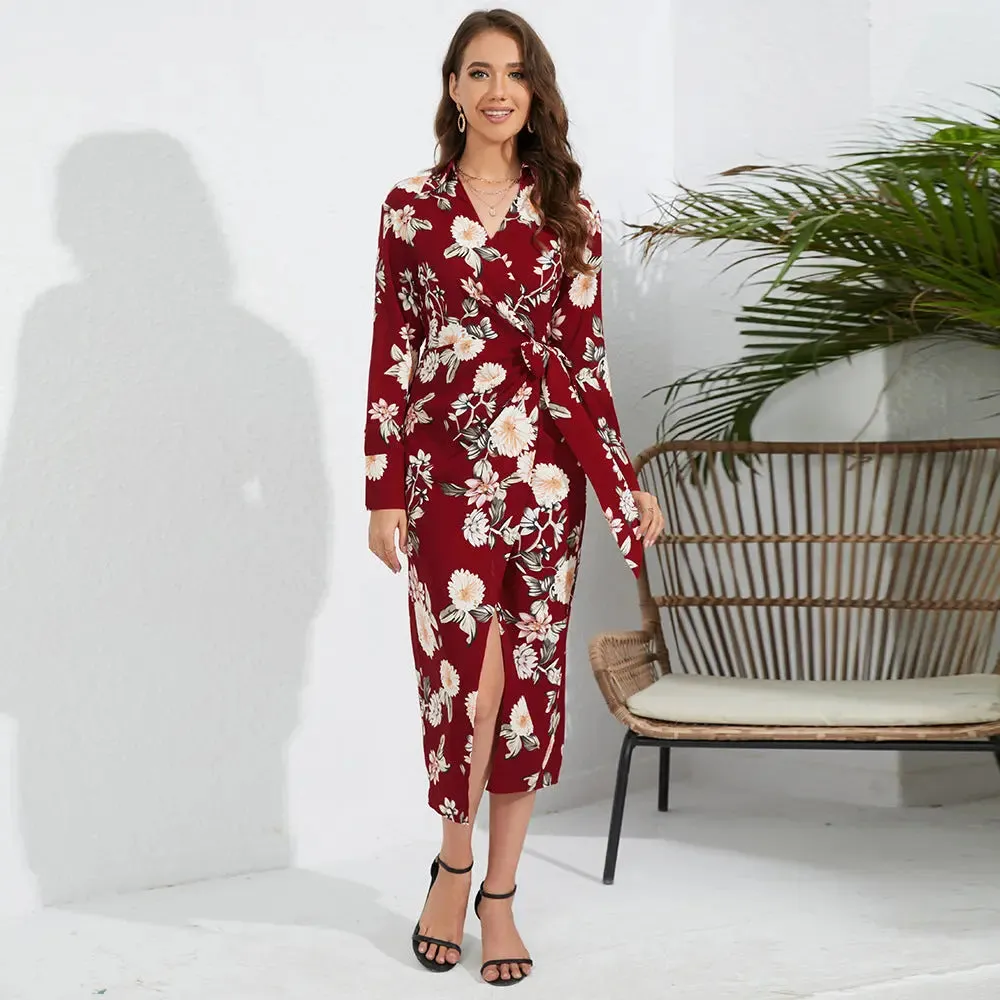 Floral Tie Waist Midi Dress