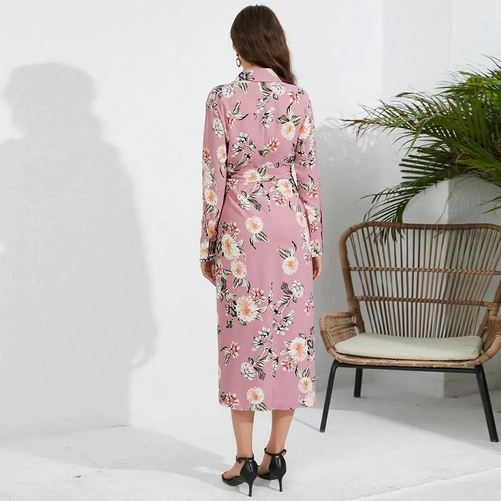 Floral Tie Waist Midi Dress