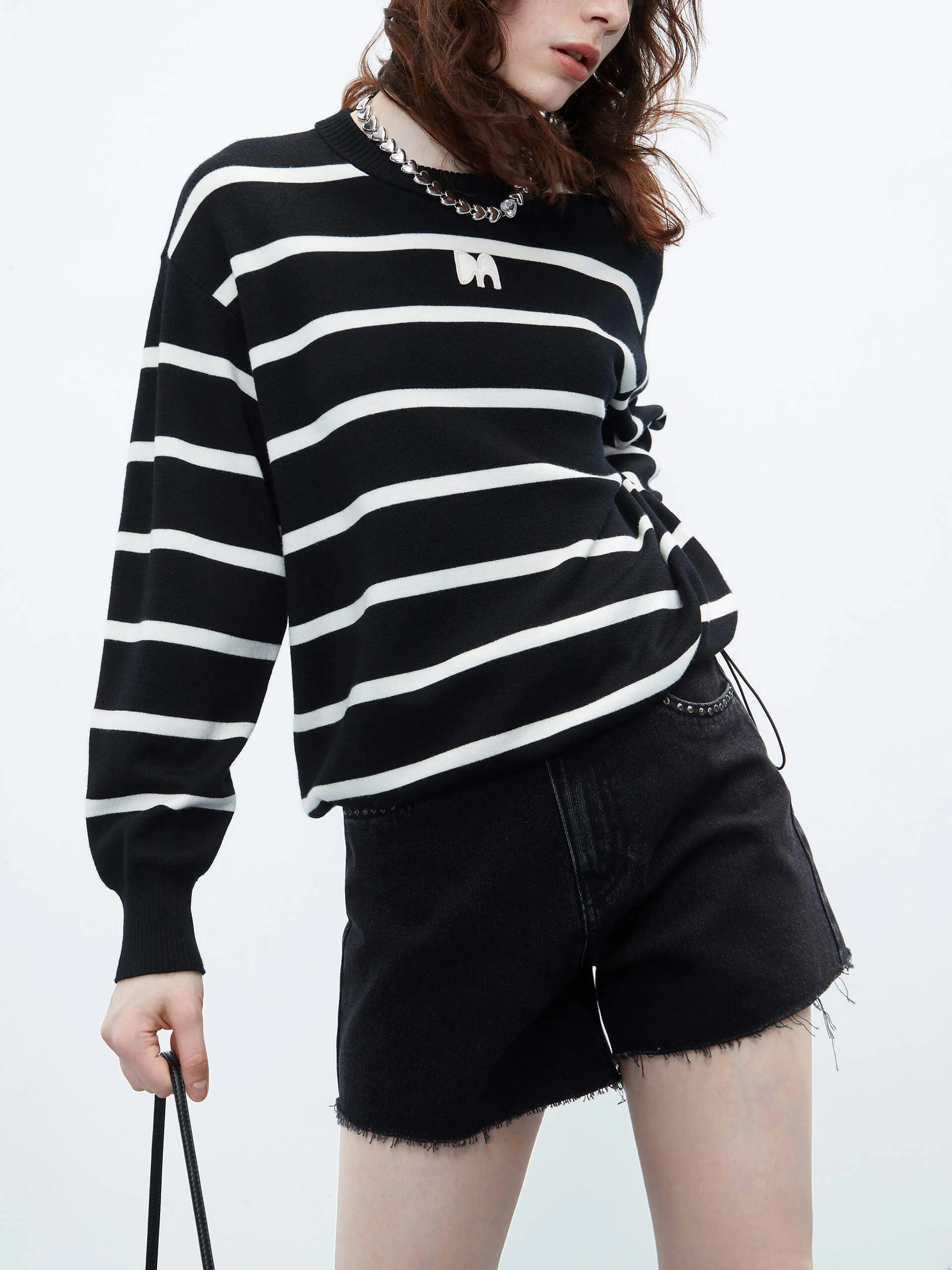 Frayed Cotton Denim Shorts