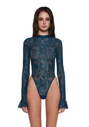 Frozen Wanderlust Lace Bodysuit - Dark Blue