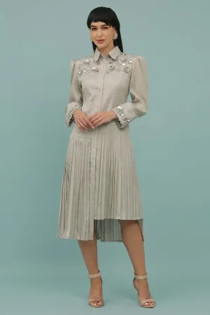 Grey Asymmetrical Shirt Dress