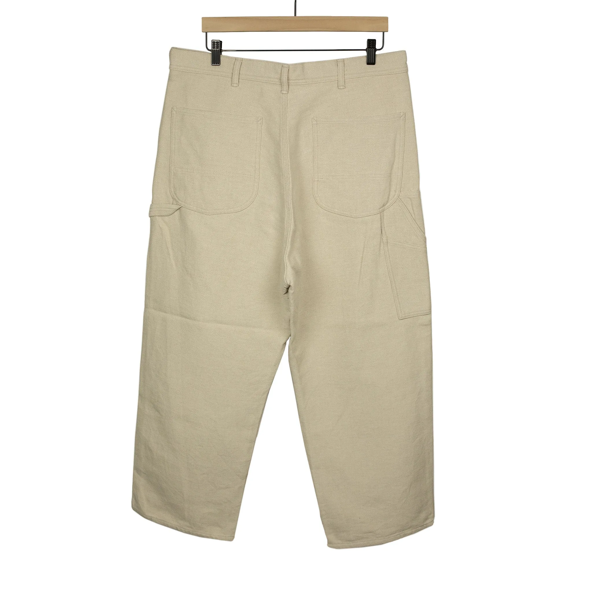 High rise painter pants in natural cotton/linen duck canvas