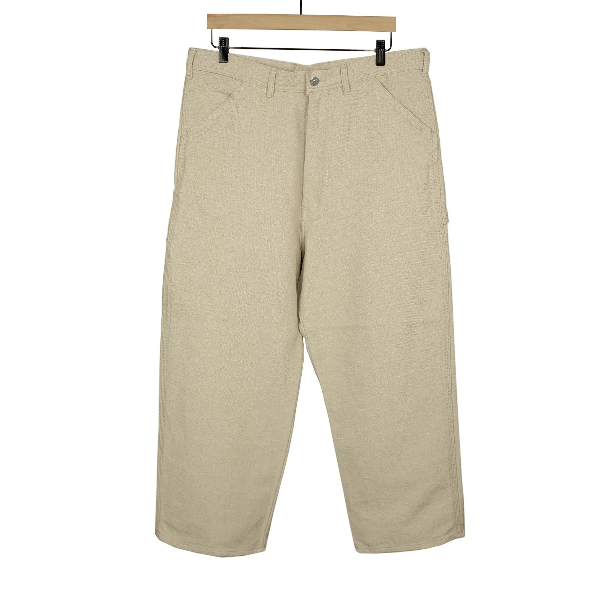 High rise painter pants in natural cotton/linen duck canvas