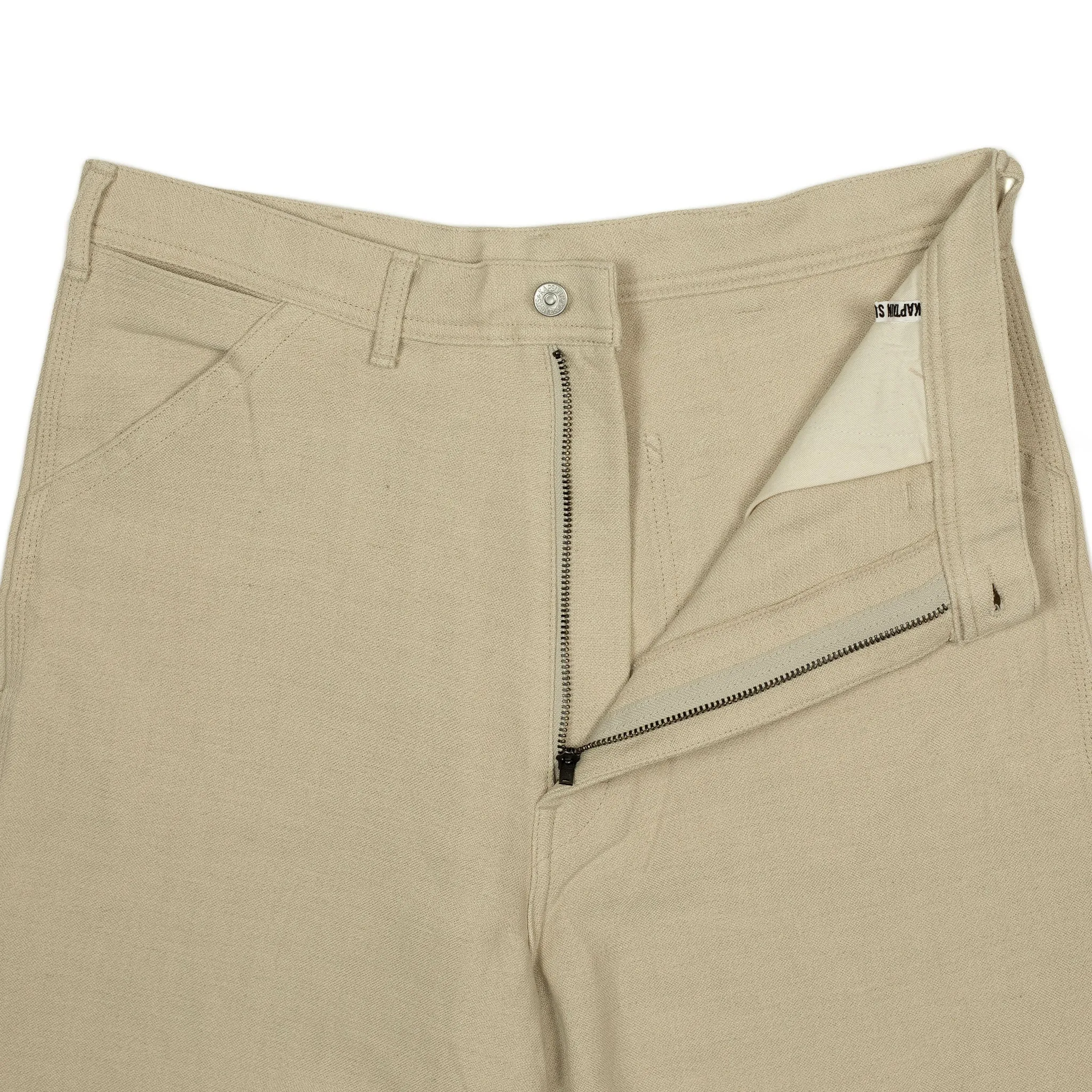 High rise painter pants in natural cotton/linen duck canvas