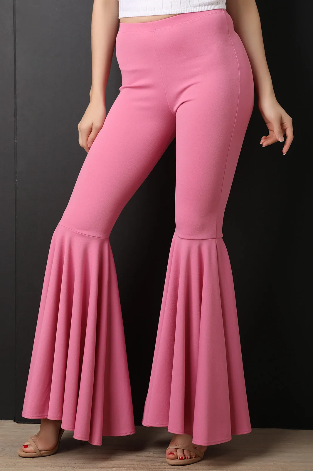 High Waist Ruffle Flared Pants