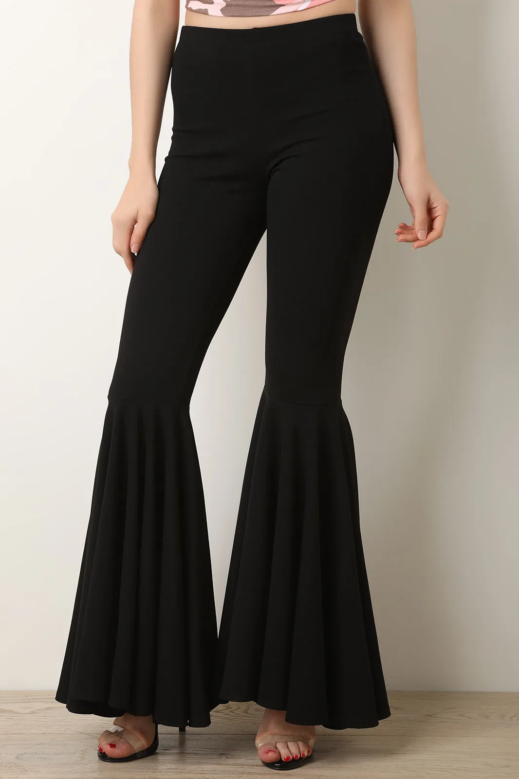 High Waist Ruffle Flared Pants