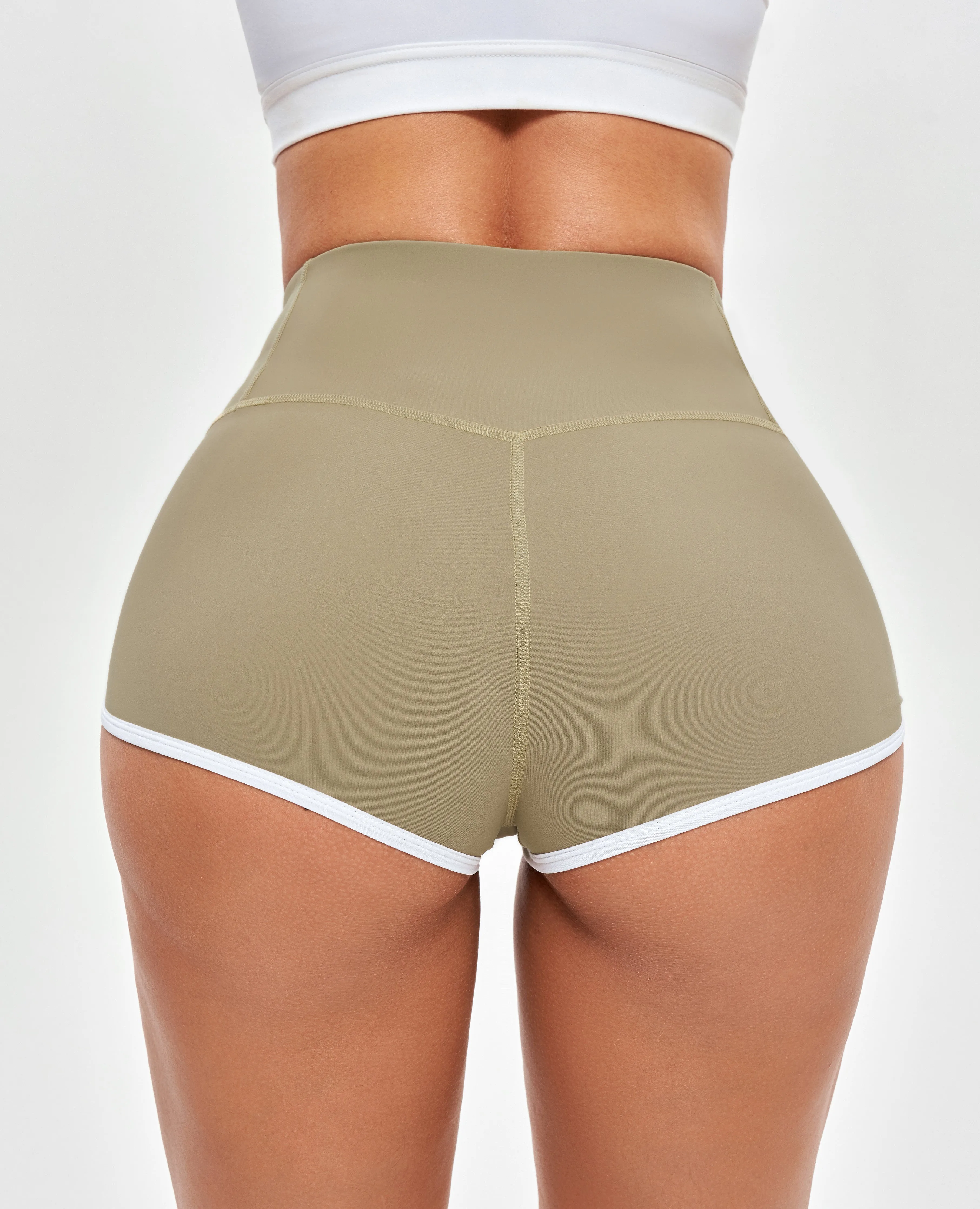 High Waist Short Shorts - Beige