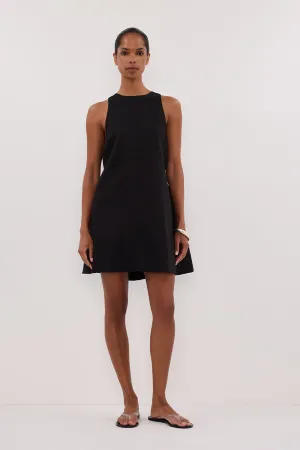 ISABELLE BLACK  MINI LINEN DRESS