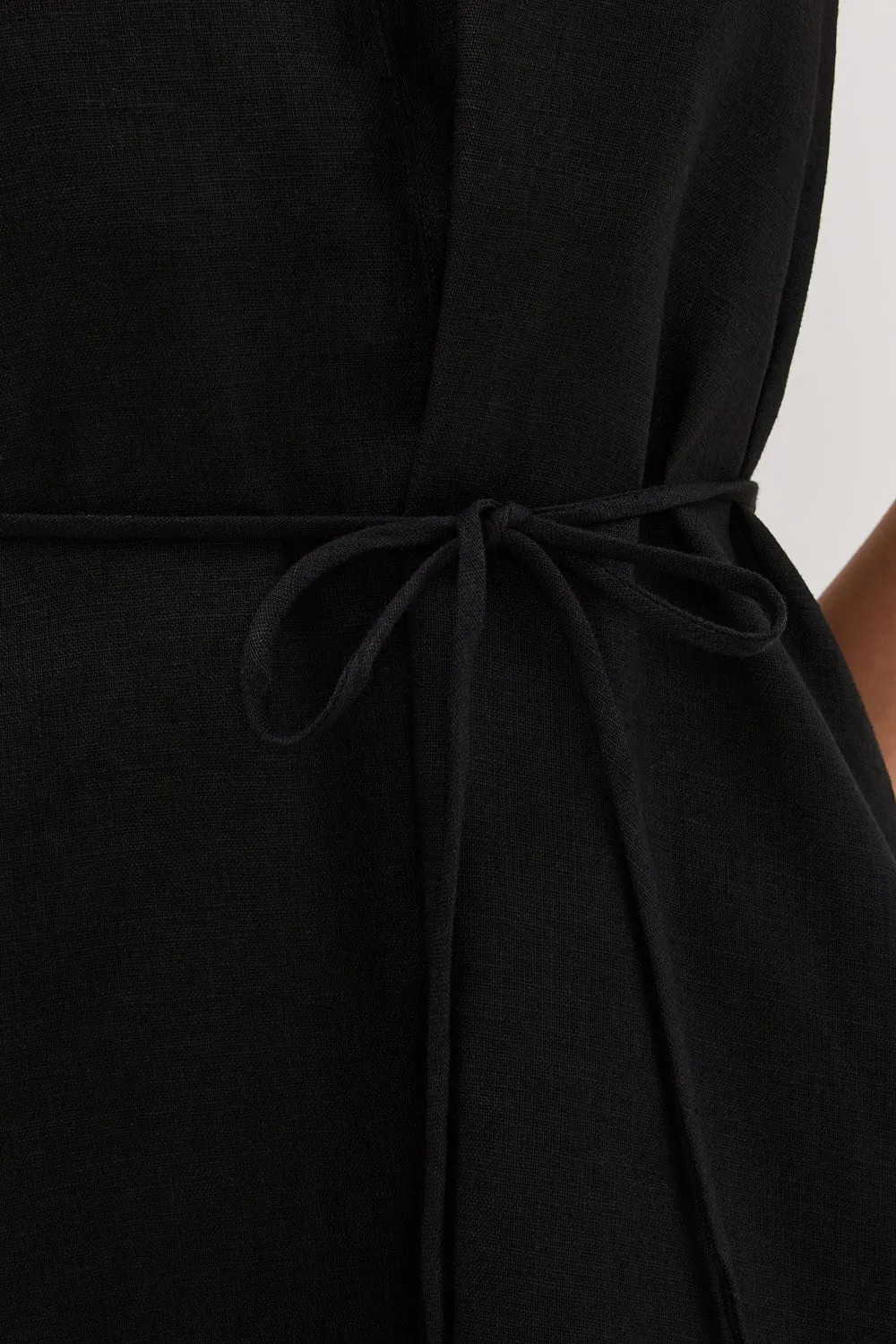 ISABELLE BLACK  MINI LINEN DRESS
