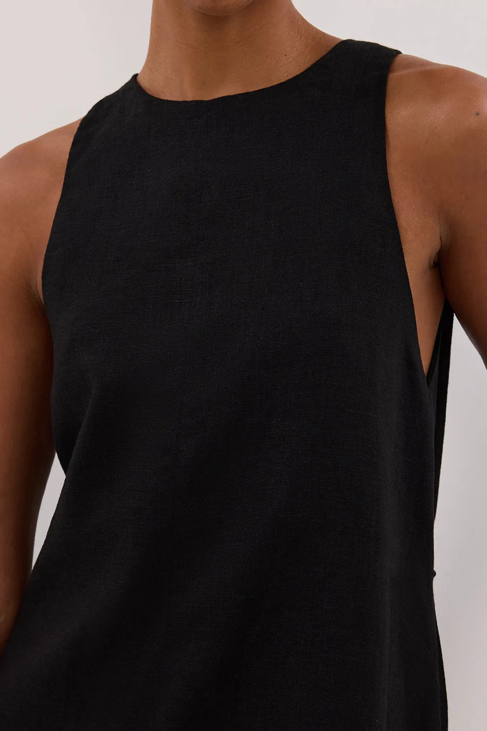 ISABELLE BLACK  MINI LINEN DRESS