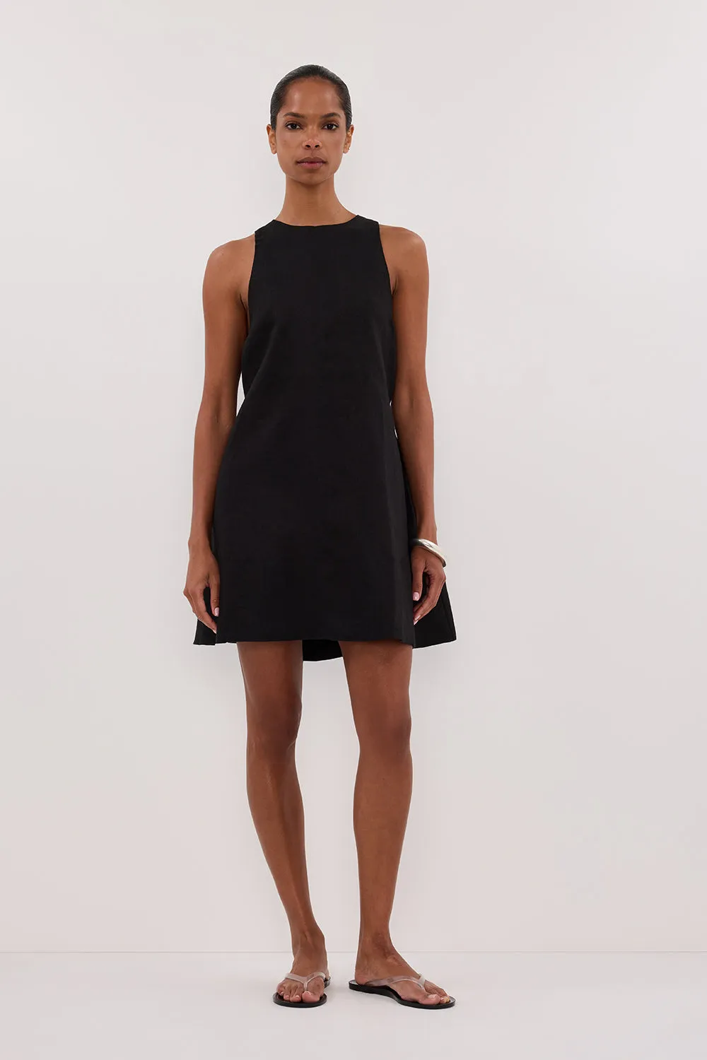 ISABELLE BLACK  MINI LINEN DRESS