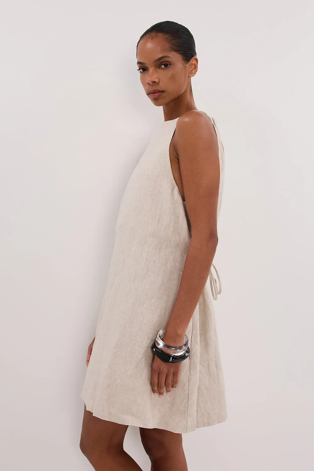 ISABELLE NATURAL MINI LINEN DRESS