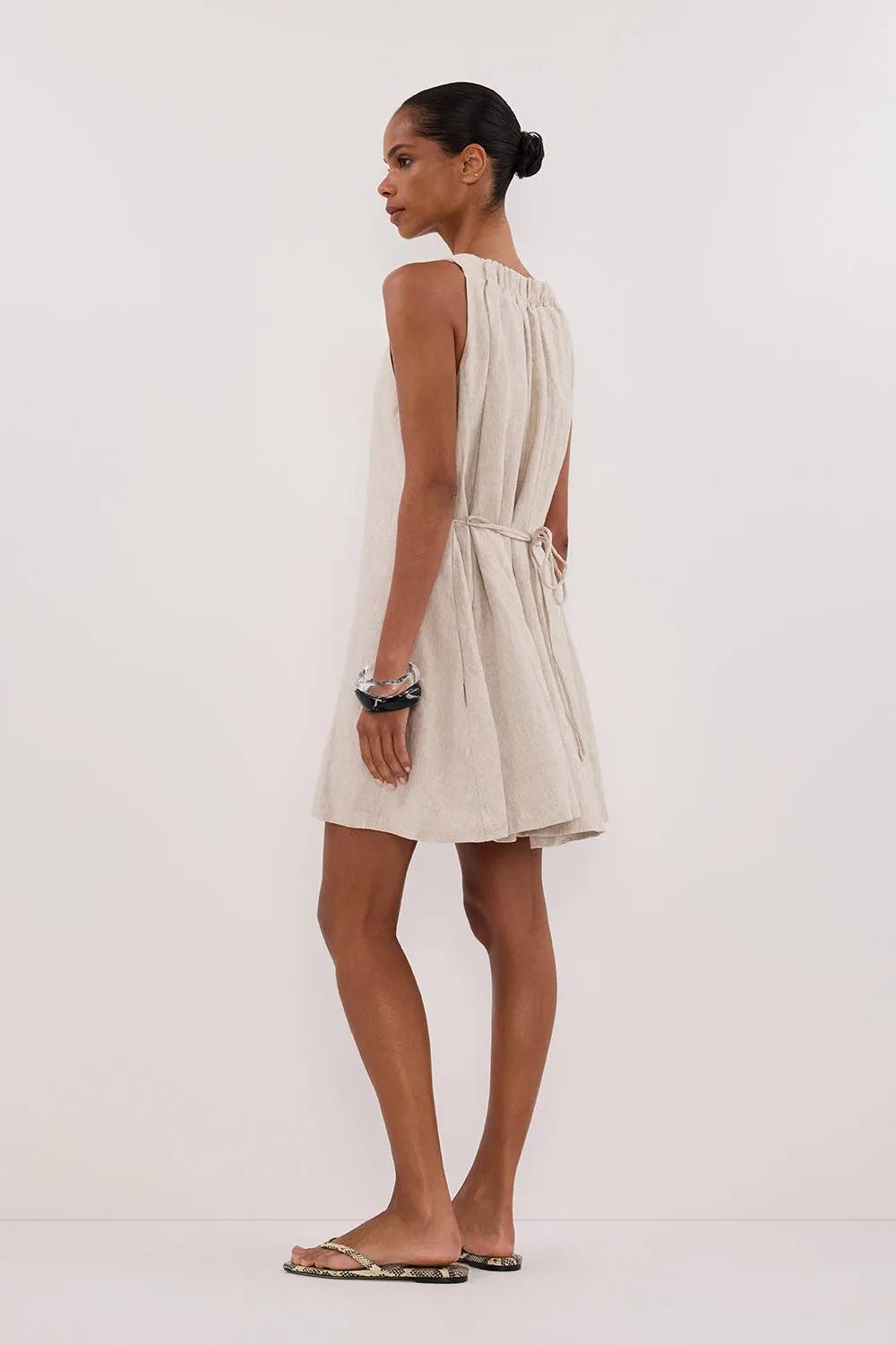 ISABELLE NATURAL MINI LINEN DRESS