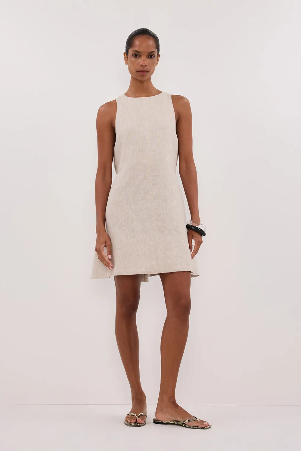 ISABELLE NATURAL MINI LINEN DRESS